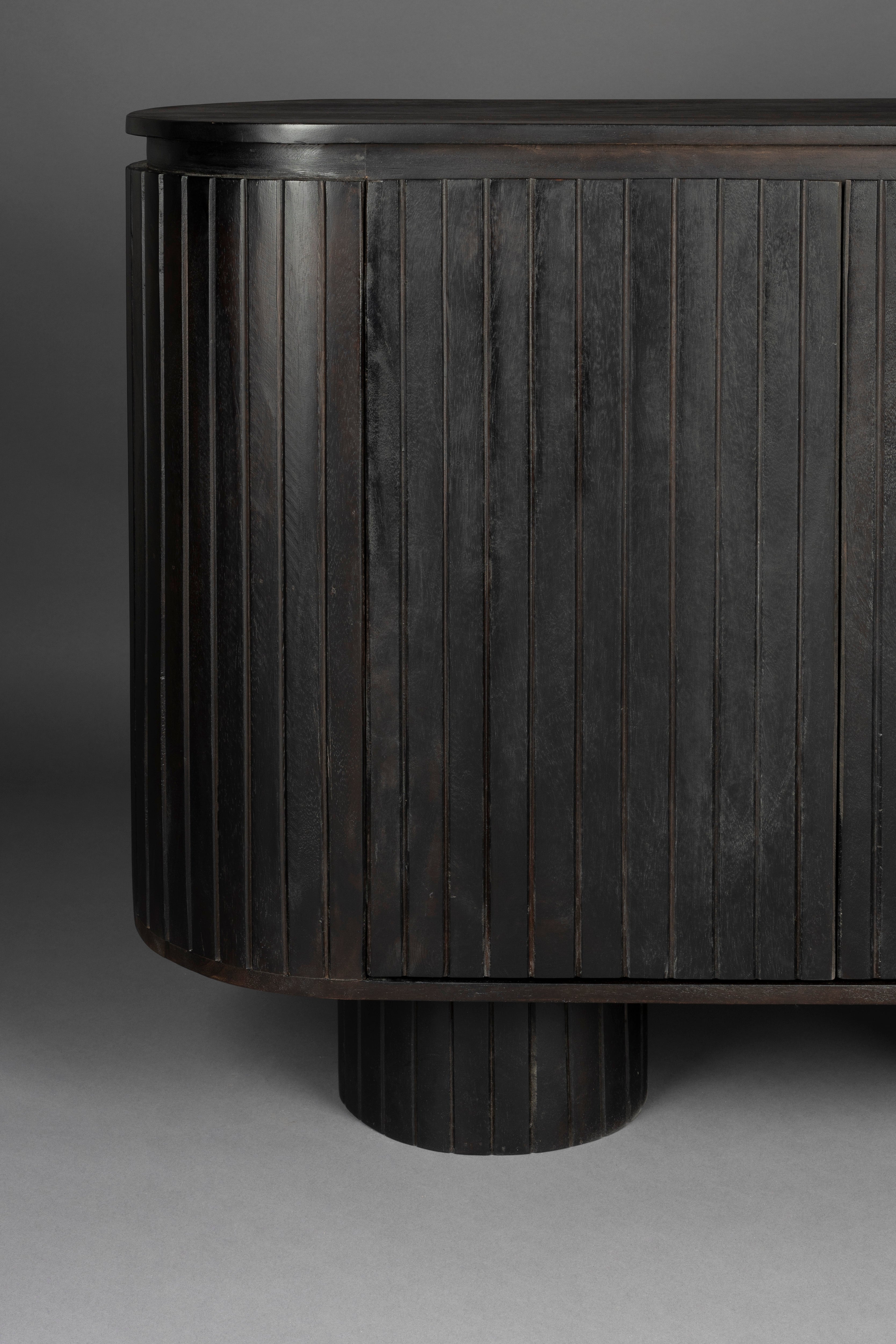 Dutchbone Kenji Slatted Black Wood Oval Sideboard